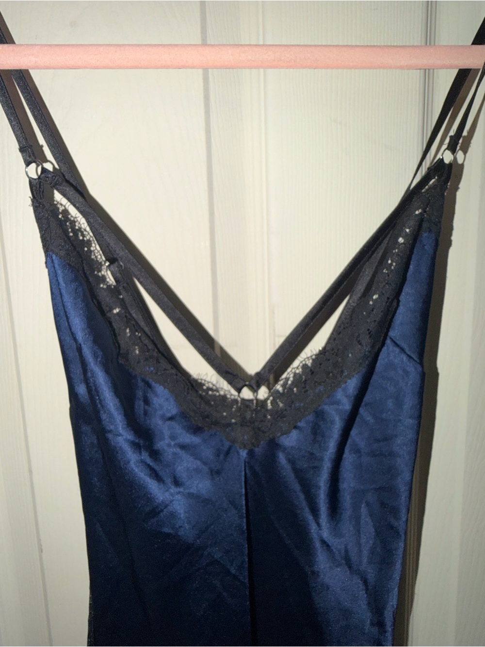 VS satin lace trim mini nightgown